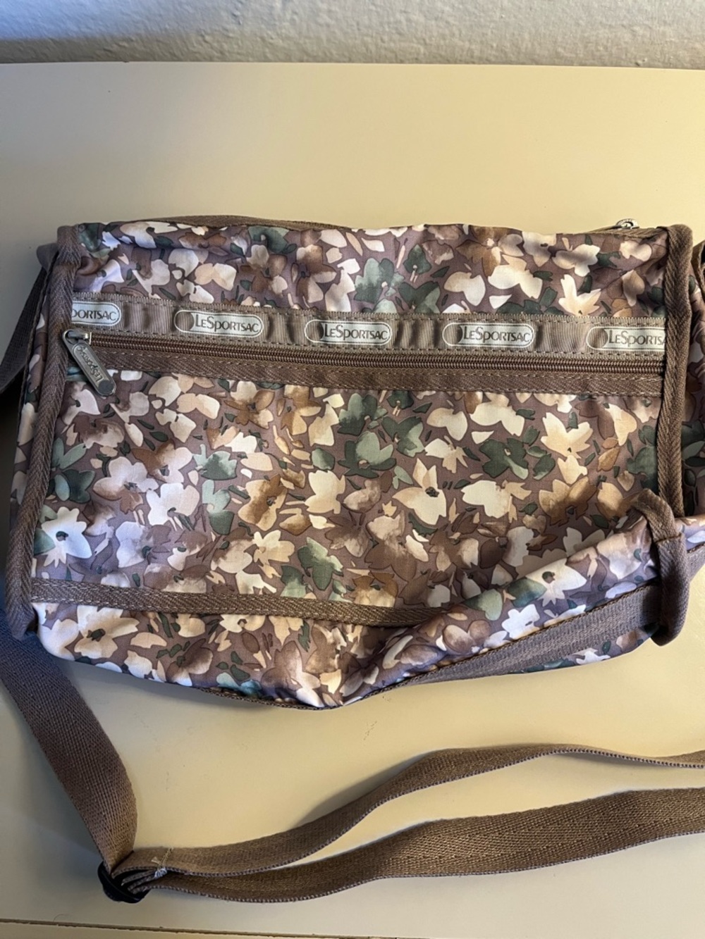 LeSportsac Floral Crossbody Bag in Taupe, Green and Cream - Picture 4 of 8